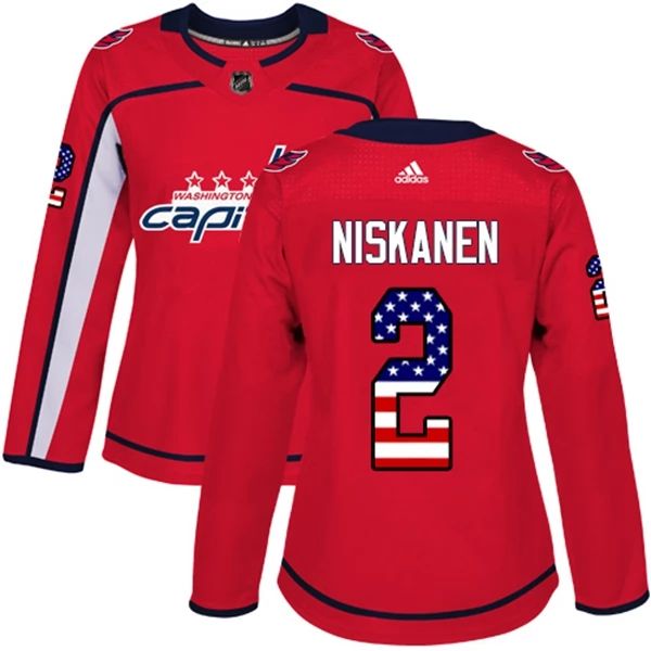 Damen Washington Capitals Trikot Matt Niskanen 2 Rot USA Flag Fashion Authentic